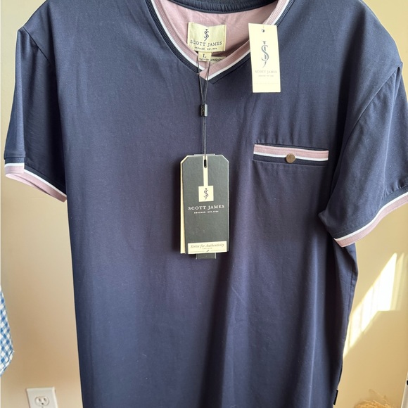Scott James Navy Blue Short Sleeve Men's Tee - Picture 1 of 3